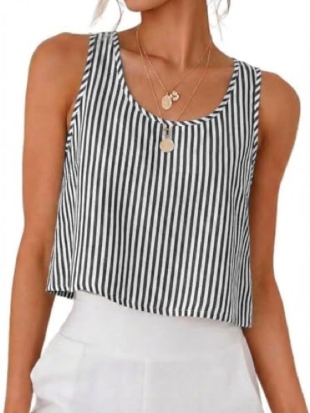 Striped Black and White Women's Top